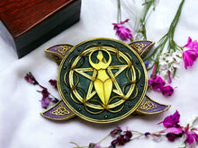 Load image into Gallery viewer, Goddess Triple Moon Pentacle Box - Handcrafted Resin Celtic Jewelry Storage, Wiccan Altar Box, Spiritual Decor-OsirisTradingUK