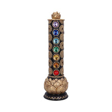 Load image into Gallery viewer, Chakra Totem Incense Burner 31cm - Multicolored Lotus Design, Resin Aromatherapy Holder, Hand-Painted