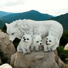 Load image into Gallery viewer, Arctic White Wolf & Cubs Pups Figurine Statue Wildlife Statue Home Decor Ornament