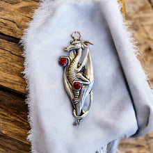 Load image into Gallery viewer, Draco Dragon Talisman Pendant Necklace with Swarovski Crystals - Galraedia Freedom from Fear Charm