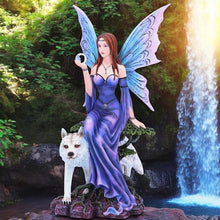 Load image into Gallery viewer, Mystical Fairy Figurine with Wolf Mythical Fantasy Sculpture Home Decor Ornament