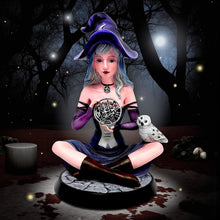 Load image into Gallery viewer, Fantasy Witch Holding Pentagram Figurine Wiccan Ornament Statue with Owl