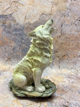 Load image into Gallery viewer, Majestic Resin Wolf Statue - Howling Wilderness Figurine, Naturalistic Animal Sculpture, Rustic Home Decor, 14x11cm-OsirisTradingUK