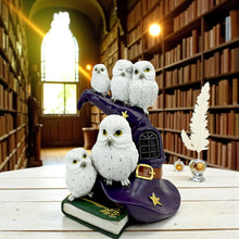 Laden Sie das Bild in den Galerie-Viewer, Enchanting LED Owl Figurine Witch Hat Lamp Ornament Mystical Room Decor