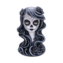 Laden Sie das Bild in den Galerie-Viewer, Gothic Backflow Incense Burner Day of the Dead Lady Skull Holder Halloween Art