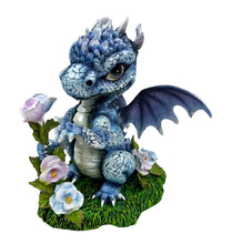 Load image into Gallery viewer, Fantasy Dragon Ornament Blue Resin Baby Dragon Figurine Gothic Collectible 13.5 cm