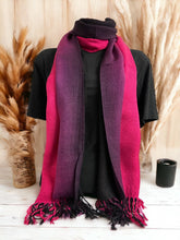 Load image into Gallery viewer, Vibrant Magenta Acrylic Scarf - Luxurious Long Wrap with Fringe, Bold Shawl, Soft and Cosy Fashion Accessory, Stylish Winter Essential