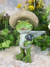 Load image into Gallery viewer, Hilarious Resin Frog with Sombrero: Quirky 21.5-inch Garden Ornament for Fun-Loving Spaces-OsirisTradingUK