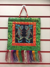 Load image into Gallery viewer, Tibetan Buddhist Golden Fishes Wall Hanging, Handcrafted Brocade Silk & Cotton Decor, Meditation Art, Authentic Spiritual Tapestry, 17x41cm-OsirisTradingUK