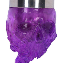 Laden Sie das Bild in den Galerie-Viewer, Clear Purple Skull Goblet Dark Fantasy Chalice Gothic Occult Drinkware Macabre Gift