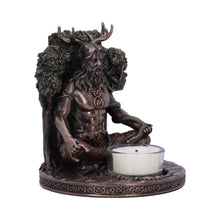 Laden Sie das Bild in den Galerie-Viewer, Cernunnos Celtic God Bronze Tealight Holder | Pagan Decor | Handcrafted Resin 13.5cm