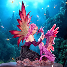 Load image into Gallery viewer, Enchanted Fantasy Fairy & Dragon Figurine Gothic Mythical Creature Ornament Art