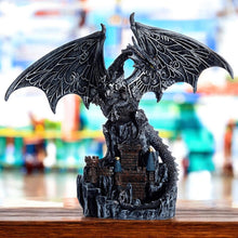 Load image into Gallery viewer, Magic Silver Castle Guardian Dragon Figurine - Fantasy Statue Ornament