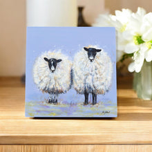 Load image into Gallery viewer, TOGETHER WE STAND Sheep Ceramic Art Tile 20x20 cm by Pankhurst Gallery | Ready to Hang | Beautiful Farmhouse Decor Gift