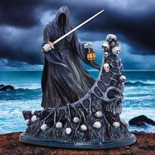 Load image into Gallery viewer, Gothic Ferryman Grim Reaper Figurine | Dark Fantasy Skeleton Boat Ornament | Horror Decor