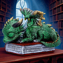 Laden Sie das Bild in den Galerie-Viewer, Fantasy Sleeping Dragon Ornament Gothic Creature Figurine on Magic Spell Book