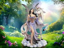 Laden Sie das Bild in den Galerie-Viewer, Enchanted Resin Fairy and Unicorn Statue - Mystical Figurine, Whimsical Home Decor, Magical Fantasy Art, Collectible Sculpture-OsirisTradingUK