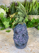 Load image into Gallery viewer, Magical Dragon on Resin Geode Sculpture with LED Light, Mythical Decor, Fantasy Dragon Statue, Enchanting Figurine with Sparkling Accents-OsirisTradingUK