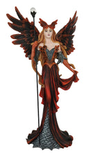 Load image into Gallery viewer, Fiery Fairy with Crystal Staff Red Winged Gothic Fantasy Figurine Collectible statue