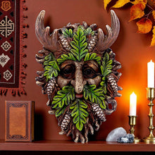 Load image into Gallery viewer, Autumn Horned Forest Spirit Ornament Woodland Pagan Plaque Wiccan Decor