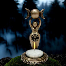 Load image into Gallery viewer, Spiral Goddess Tea Light Holder 12cm - Exclusive Bronze Wiccan Candle Holder
