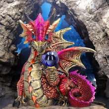 Load image into Gallery viewer, Fantasy Red Dragon Figurine Holding Orb Mythical Beast Figurine Gothic Decor
