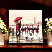 Load image into Gallery viewer, Meet Me in Venice 1 Ceramic Art Tile - MacNeil Studios 20x20 cm - Wall Art Decor Romantic Venice Scene Ready to Hang