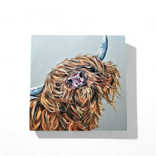 Load image into Gallery viewer, CASSY MCSASSY Highland Cow Ceramic Art Tile by Sam Fenner 20x20 cm – Ready to Hang