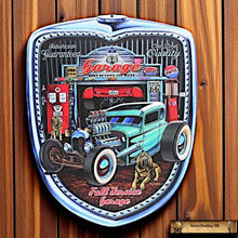 Load image into Gallery viewer, Full Service Garage Wall Art Sign | Route 66 Metal Plaque Retro Car Shop Man Cave Decor