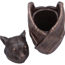 Load image into Gallery viewer, Bronze Bat Snuggle Box 8.5cm | Hand-Painted Gothic Decor | Cast Resin Bat Storage