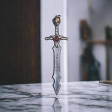 Charger l'image dans la galerie, Sword of Jotun Galraedia Pendant Necklace – Truth-Telling Power | Ruby Red Swarovski Crystal