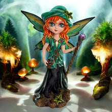 Laden Sie das Bild in den Galerie-Viewer, Forest Fairy Figurine with Baby Dragon & Staff Fantasy gothic Wiccan Ornament Decor