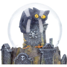 Load image into Gallery viewer, Halloween Black Cat Snow Globe Pumpkin Graveyard Skull Gothic Ornament