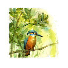 Load image into Gallery viewer, Stunning Kingfisher Perched Ceramic Wall Art Tile by P. Stone - Nature Decor - Ready to Hang, 20x20cm, Home Decor Gift