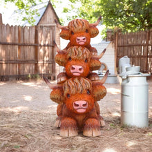 Load image into Gallery viewer, Highland Totem Figurine – 17.5cm Adorable Stacked Highland Cow Ornament