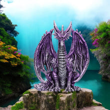 Load image into Gallery viewer, Fantasy Dragon Figurine - Gothic Collectible Purple Resin Statue Ornament 18cm