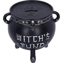 Load image into Gallery viewer, Witch's Fund Cauldron Money Box 16.5cm | Gothic Wiccan Resin Decor | Hand-Painted
