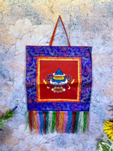 Load image into Gallery viewer, Tibetan Victory Banner, Embroidered Brocade Silk & Cotton Wall Hanging, Traditional Spiritual Decor, Meditation Art, 27x41cm-OsirisTradingUK