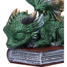 Laden Sie das Bild in den Galerie-Viewer, Fantasy Sleeping Dragon Ornament Gothic Creature Figurine on Magic Spell Book