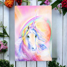 Load image into Gallery viewer, Vibrant Unicorn Fantasy Art Ceramic Tile by J. Marie - Wall-Mounted Art 30x20cm Gift Boxed
