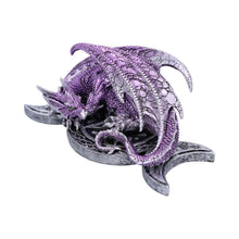 Load image into Gallery viewer, Triple Moon Treasure Dragon Figurine 21.3cm Purple Sculpture Hand-Painted