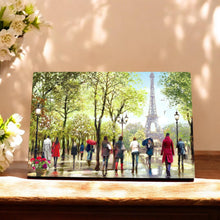 Load image into Gallery viewer, MACNEIL STUDIOS Eiffel Tower Ceramic Art Tile 30x20 cm - Paris Cityscape Decor, Wall Hanging, Gift Boxed