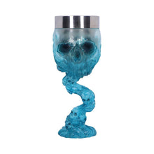 Laden Sie das Bild in den Galerie-Viewer, Clear Blue Skull Goblet Fantasy Cup Chalice Gothic & Occult Drinkware Ideal Gift