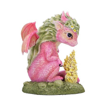 Load image into Gallery viewer, Adorable Pink Dragon Figurine Collectable Statue Floral Accents Ornament