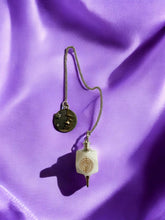 Load image into Gallery viewer, White Agate Reiki Pendulum with Cho Ku Rei Symbol & Moon Charm | Dowsing Divination Tool