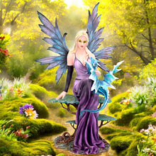 Load image into Gallery viewer, Majestic spring Fairy & Dragon Gothic Statue Fantasy Art Figurine Mythical Sculpture