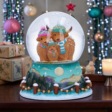 Load image into Gallery viewer, Highland Cow Snow Globe Christmas Winter Scottish Cattle Family Ornament