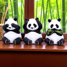 Laden Sie das Bild in den Galerie-Viewer, 3 Wise Panda Figurines Animal Sculptures See No Hear No Speak No Evil Ornament