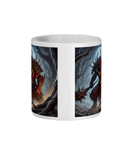 Load image into Gallery viewer, Oni Demon Warrior Mug - 11 oz Ceramic Coffee Cup with Dark Fantasy Art