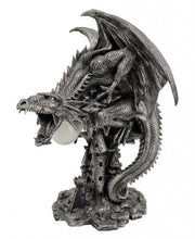 Laden Sie das Bild in den Galerie-Viewer, Silver Dragon Light Lamp Ornament Fantasy Dragons Art Sculpture Statue Ornament